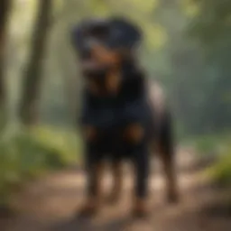 Rottweiler standing majestically in a park