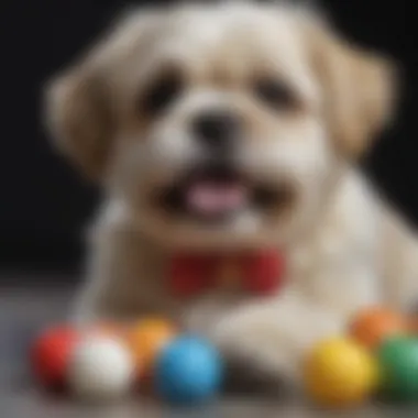 A variety of teething toys for Shih Tzu puppies displayed together