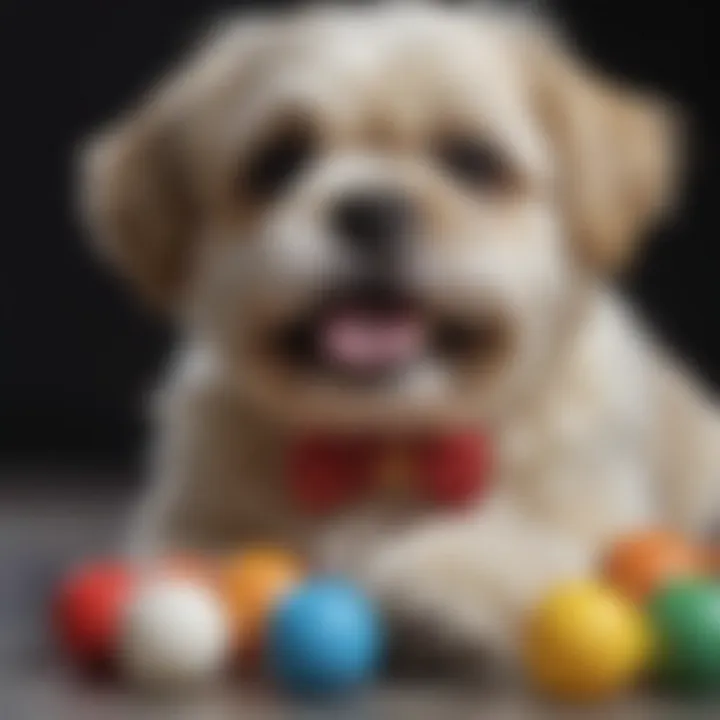 A variety of teething toys for Shih Tzu puppies displayed together