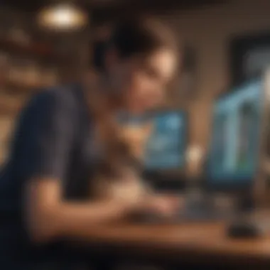 Pet Owner Seeking Online Help Pet owner using a laptop for online advice