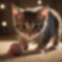 Playful kitten engaging with toy