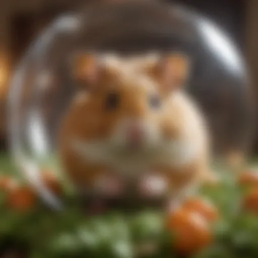 Hamster exploring an 8-inch ball in a safe environment