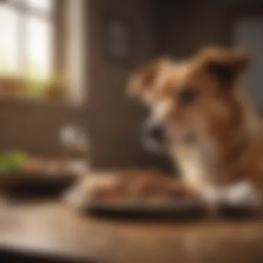 Delighted Canine Dining Experience Happy dog enjoying a meal with ground turkey
