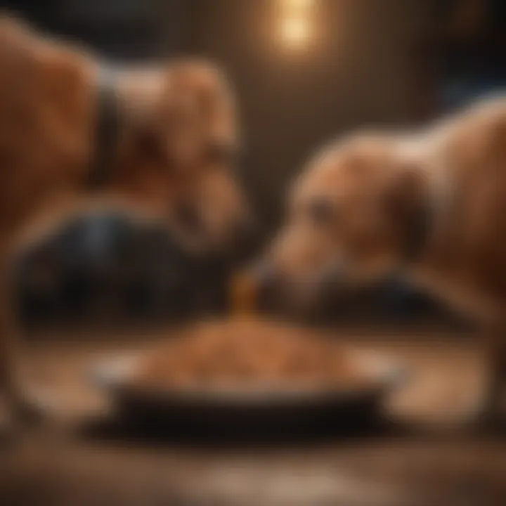 Dog owner feeding their pet ground turkey