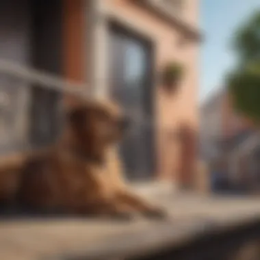 A dog safely lounging on a balcony with guards in place