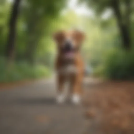 A serene neighborhood interrupted by a barking dog