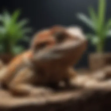 Interactive enrichment items in a bearded dragon habitat