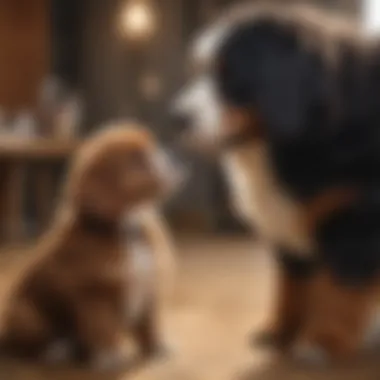 Bonding Moments with Your Bernese and Poodle Mix A Bernese and Poodle mix interacting with its owner