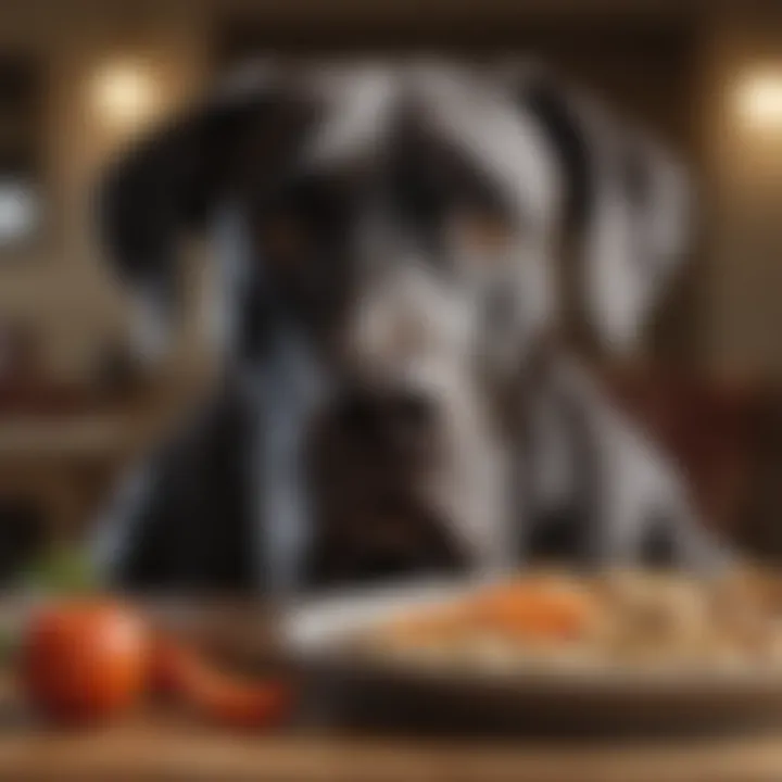 Happy Great Dane enjoying its meal