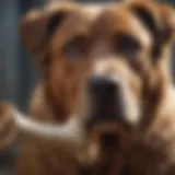 A large breed dog enjoying a natural bone