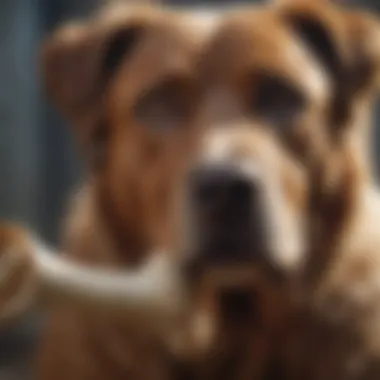 A large breed dog enjoying a natural bone