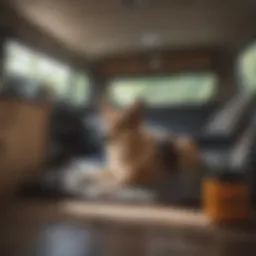 Cozy camper interior designed for dogs with comfortable bedding