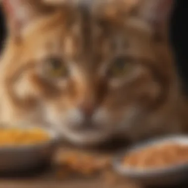 Close-up of high-quality cat food emphasizing key ingredients