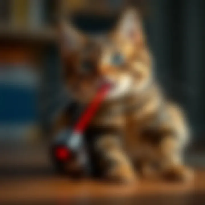 Laser Pointer for Exciting Chases A cat playing with a laser pointer
