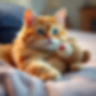 Comforting Plush Toy for Emotional Support A cat with a plush toy