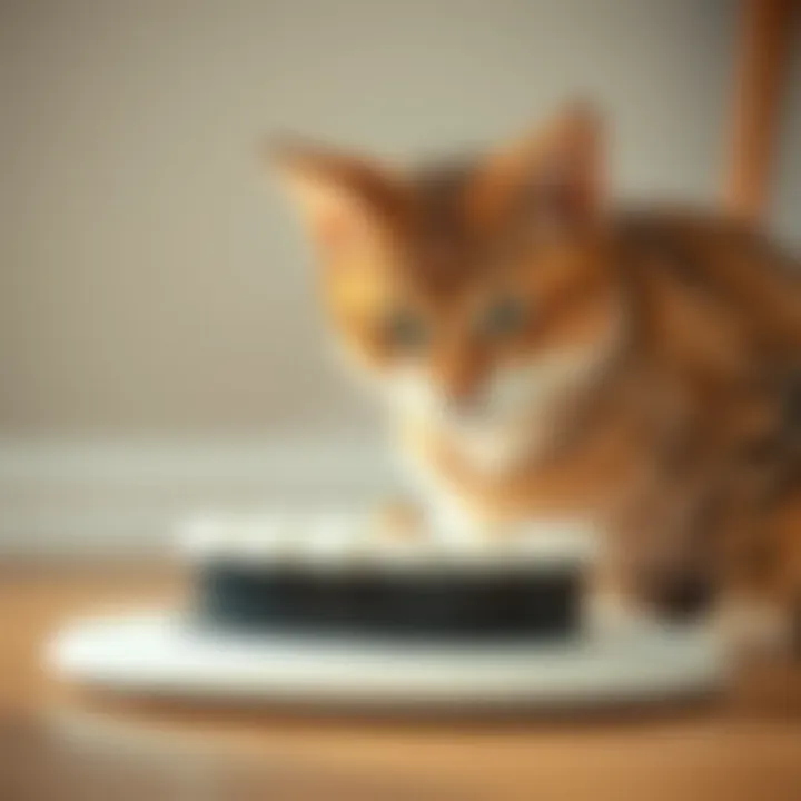 Puzzle Feeder for Mental Stimulation A cat using a puzzle feeder