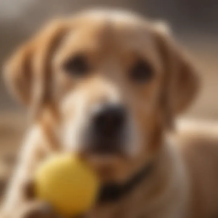 Soft plush toy for gentle chewing by a young Labrador