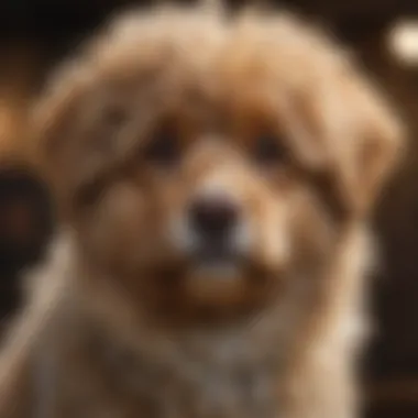 Demonstration of applying conditioner to a dog's curly fur