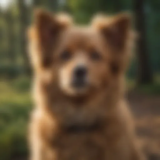 A curly-haired dog with a shiny coat enjoying the outdoors