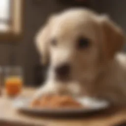 Labrador puppy enjoying a nutritious meal