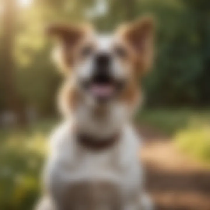 Dog playing outdoors with shiny, healthy coat