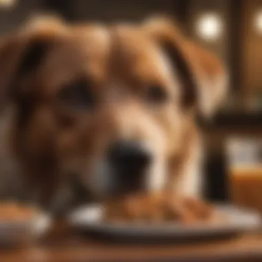 Dog enjoying a meal for ear problem relief