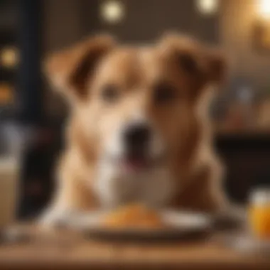 Happy Dog with Colitis-Friendly Meal A happy dog enjoying a meal tailored for colitis management