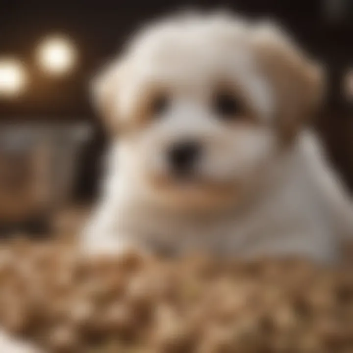 Havanese puppies enjoying dry food