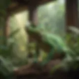 Spacious chameleon enclosure with plants