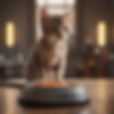 Elevated feeding station catering to kitten's needs