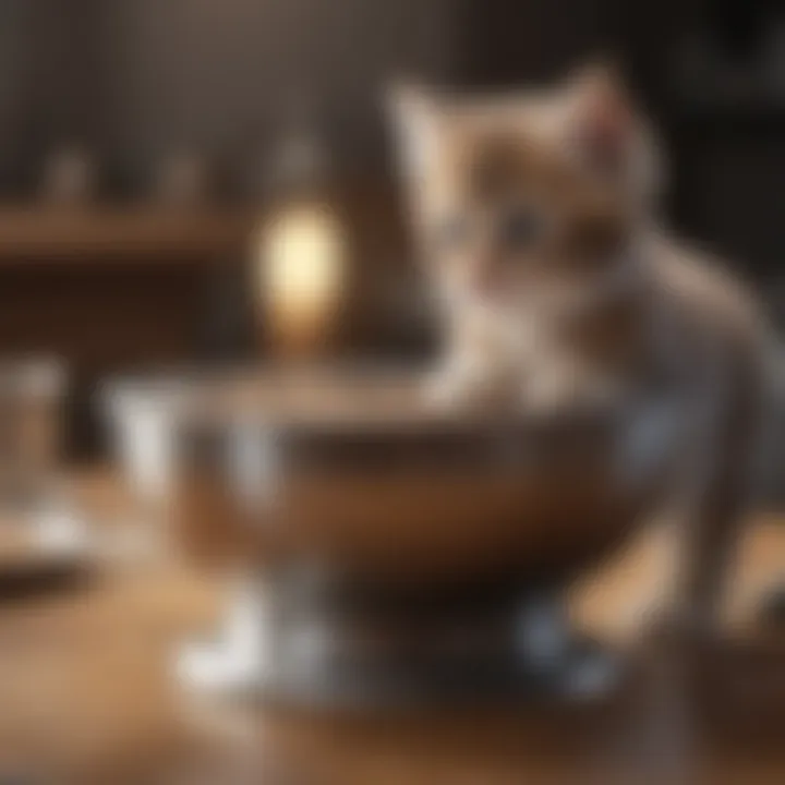 Stainless steel food bowl suited for playful kittens