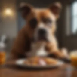 Bully breed dog enjoying a nutritious meal
