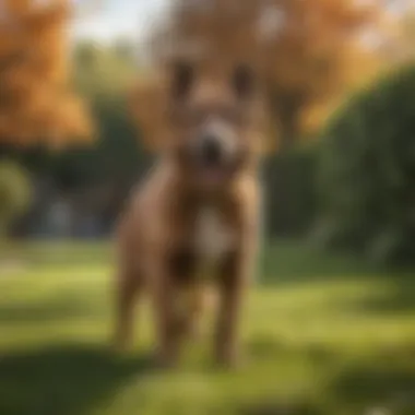 Large dog enjoying freedom in a spacious yard