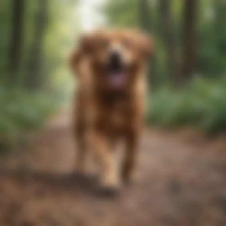 Happy dog running on a trail after paw balm application