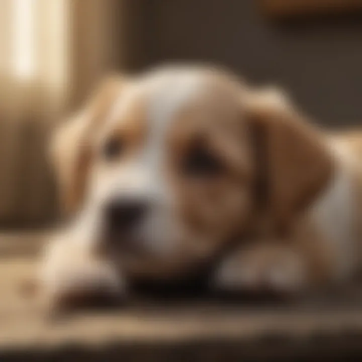 A well-bred puppy resting peacefully.