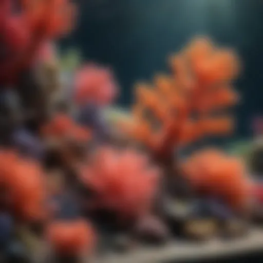 Vibrant coral reef in a small saltwater aquarium