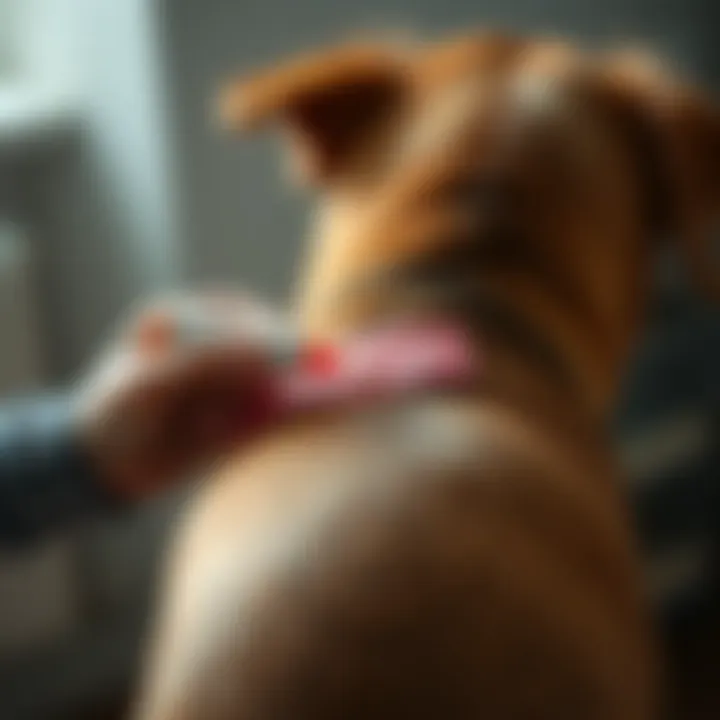 Effective topical flea medication application on a dog's back