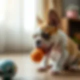 French Bulldog puppy playing with a chew toy