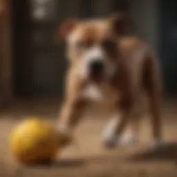 A pit bull engaging with a durable tug toy