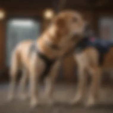 A service dog assisting a person with mobility challenges.