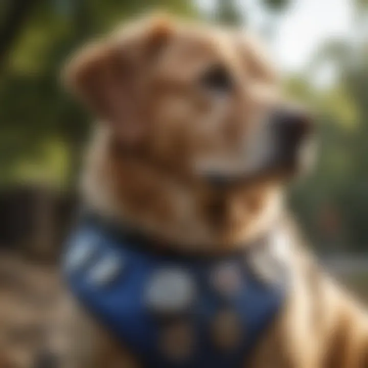 A psychiatric service dog providing support during a stressful situation.
