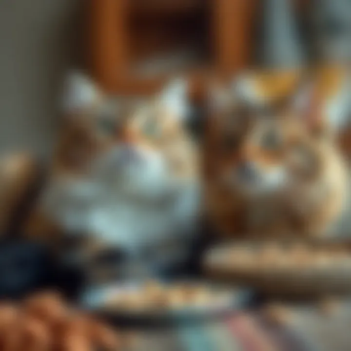 Cats Relishing Healthy Dry Food Choices Cats enjoying their meals