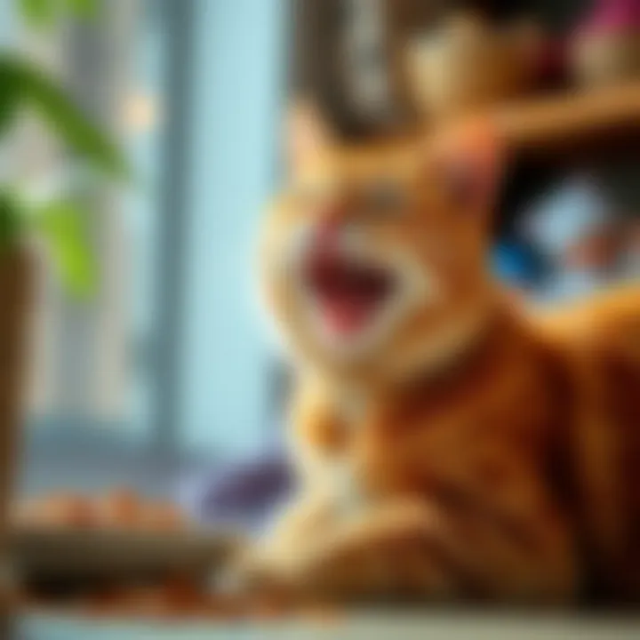 Promoting Wellbeing Through Proper Nutrition Happy cat in a healthy environment