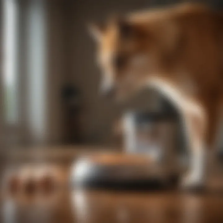 Pet eagerly waiting by the Bettamatic feeder during feeding time