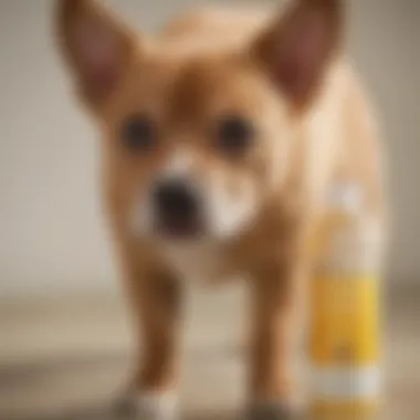 Pet owner applying Bissell Urine Eliminator on a stain