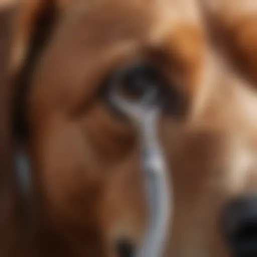 Close-up view of blunt nose scissors designed for dog grooming.