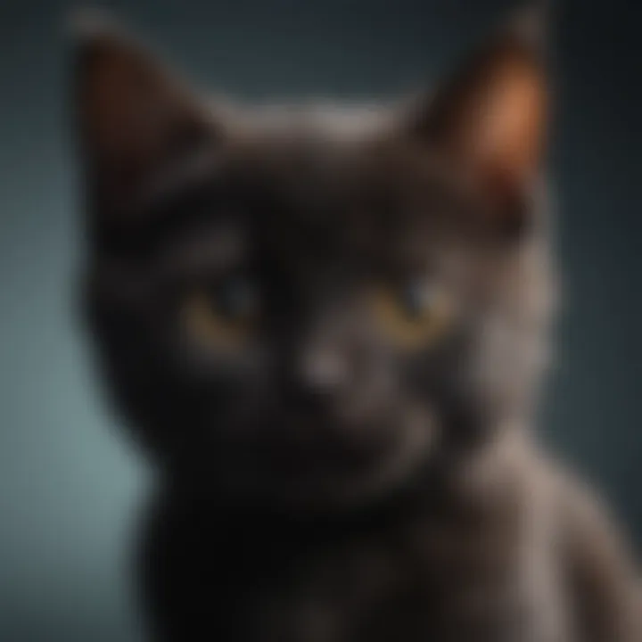 Close-up of Bombay kitten's striking eyes and coat