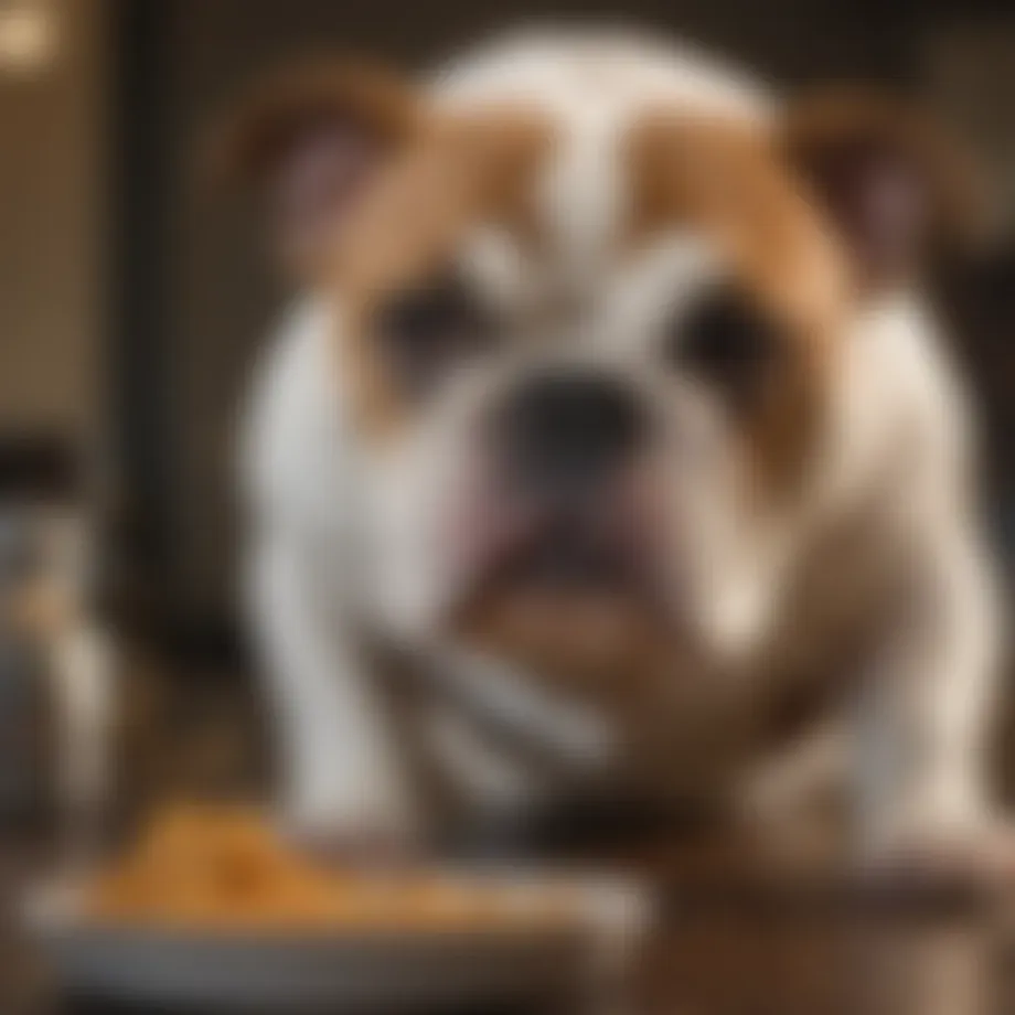 Bulldog enjoying a bowl of nutritious wet food