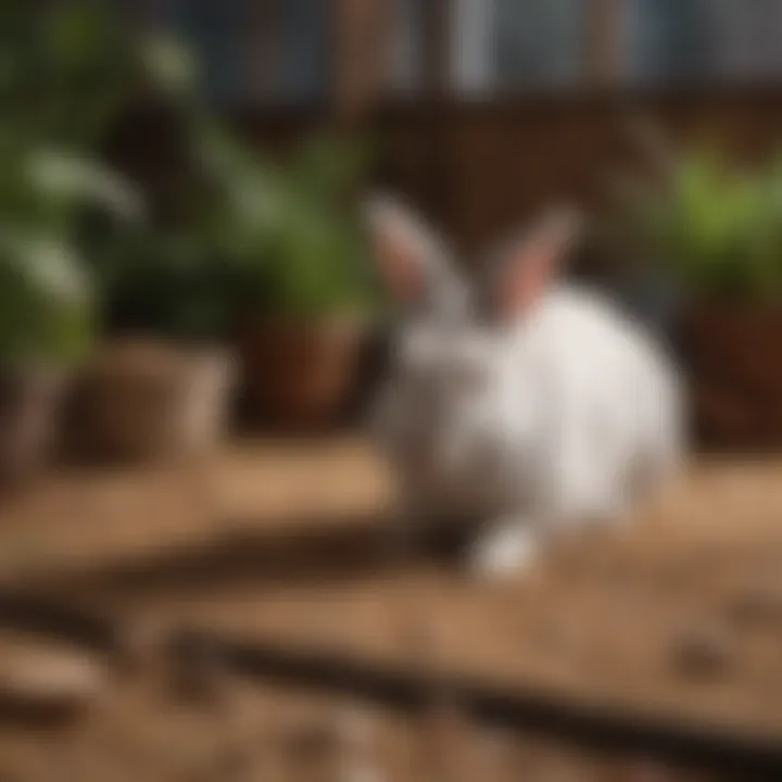 A clean and well-maintained bunny digging mat in a cozy rabbit habitat.