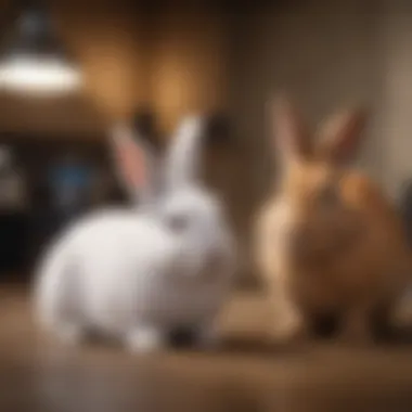 Rabbit owner discussing care options with a vet